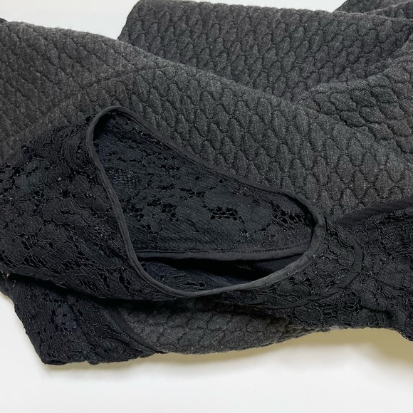 Rebecca Taylor Fit & Flare Quilted Lace Gray Black Dress Size 8 - Picture 9 of 13